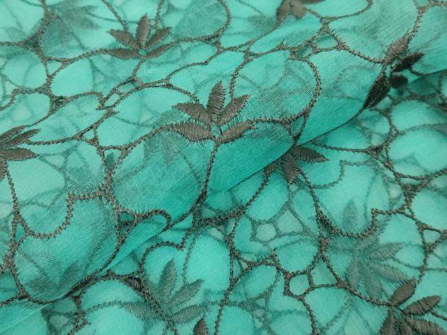 平和屋本店∞極上　道中着　オーガンジー　スリーシーズン　春夏秋　塵除け　ロング丈　刺繍　花尽くし　逸品　DZAB7529kh6