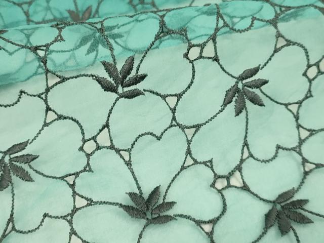 平和屋本店∞極上　道中着　オーガンジー　スリーシーズン　春夏秋　塵除け　ロング丈　刺繍　花尽くし　逸品　DZAB7529kh6
