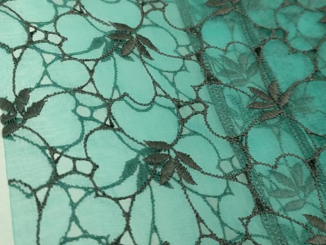 平和屋本店∞極上　道中着　オーガンジー　スリーシーズン　春夏秋　塵除け　ロング丈　刺繍　花尽くし　逸品　DZAB7529kh6