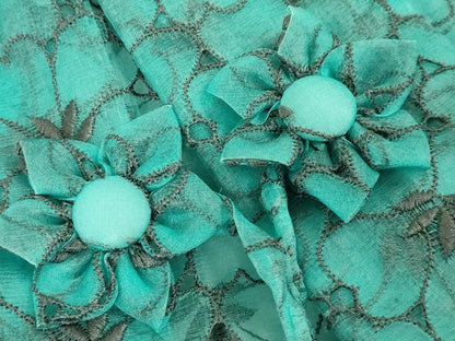 平和屋本店∞極上　道中着　オーガンジー　スリーシーズン　春夏秋　塵除け　ロング丈　刺繍　花尽くし　逸品　DZAB7529kh6
