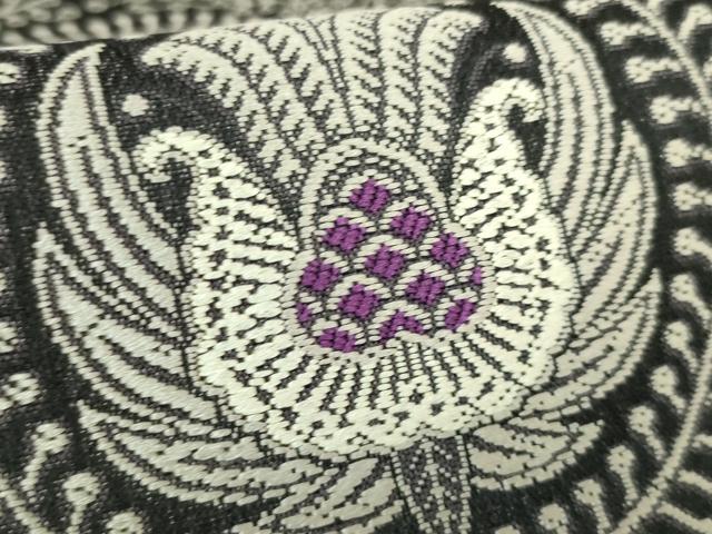 平和屋着物●希少　前田仁仙　仁仙更紗　九寸名古屋帯　唐織　洋花文　反端付き　逸品　DZAB7537kh6
