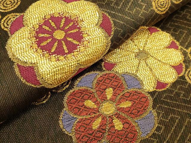 平和屋本店●極上　洛風林　工芸帯地　太鼓柄袋帯　唐草文　金糸　逸品　DZAB7541kh6
