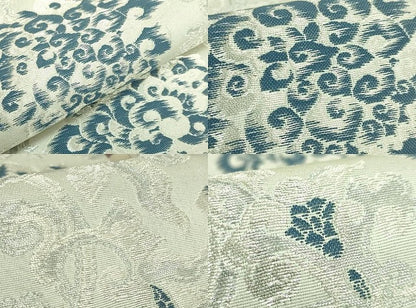 平和屋着物●極上　両方向　両面　全通柄袋帯　菱華紋　舞花図　献上流水文様　銀糸　廣部商事　反端付き　逸品　DZAB7551kh6