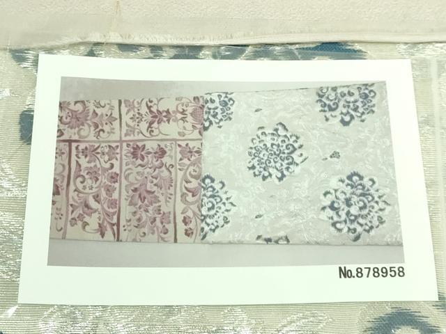 平和屋着物●極上　両方向　両面　全通柄袋帯　菱華紋　舞花図　献上流水文様　銀糸　廣部商事　反端付き　逸品　DZAB7551kh6
