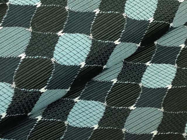 平和屋着物●極上　本場筑前博多織　八寸名古屋帯　網目文　黒地　逸品　DZAB7555kh6