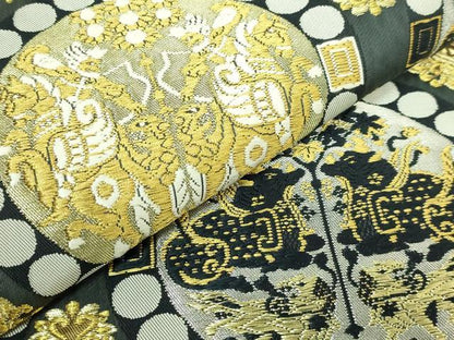 平和屋本店●極上　皇室・伊勢神宮御用　御御帯　山口美術織物　山口弘躬　太鼓柄袋帯　唐織　連珠華文　金銀糸　逸品　DZAB7558kh6