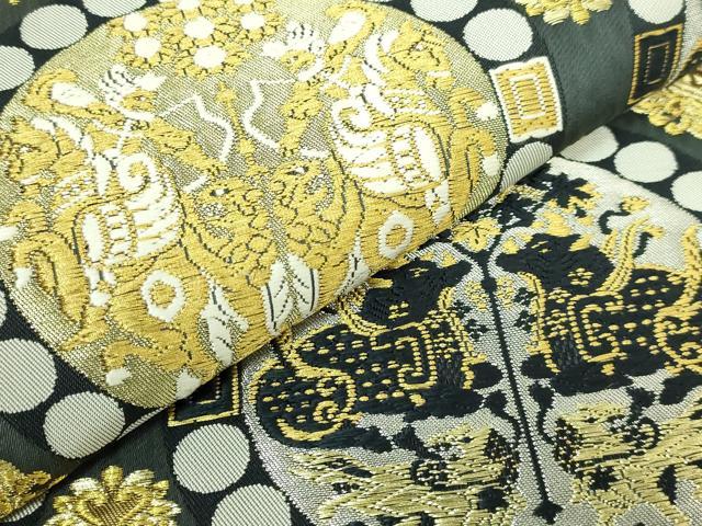 平和屋本店●極上　皇室・伊勢神宮御用　御御帯　山口美術織物　山口弘躬　太鼓柄袋帯　唐織　連珠華文　金銀糸　逸品　DZAB7558kh6