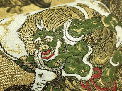 平和屋着物●極上　西陣　大光謹製　太鼓柄袋帯　風神雷神　金銀糸　証紙付き　逸品　未使用　DZAB7560kh6