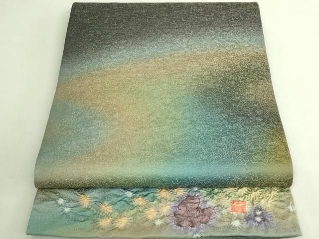 平和屋着物●極上　久保田一竹　幻の辻が花　太鼓柄袋帯　金通し地　逸品　DZAB7562kh6