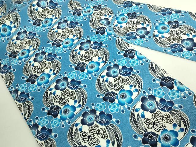 平和屋本店●最高級　城間栄順　本場琉球紅型　九寸名古屋帯　藍型　花丸文　鬼しぼ縮緬　松岡姫　伊と幸　反端付き　逸品　DZAB7567kh6