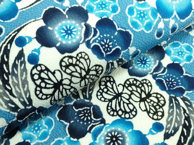 平和屋本店●最高級　城間栄順　本場琉球紅型　九寸名古屋帯　藍型　花丸文　鬼しぼ縮緬　松岡姫　伊と幸　反端付き　逸品　DZAB7567kh6