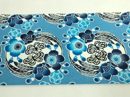 平和屋本店●最高級　城間栄順　本場琉球紅型　九寸名古屋帯　藍型　花丸文　鬼しぼ縮緬　松岡姫　伊と幸　反端付き　逸品　DZAB7567kh6
