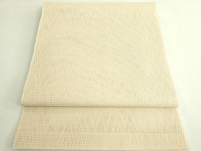 平和屋着物＊極上　夏物　八寸名古屋帯　インカの羅織　菱文羅　鳥の子色地　証紙付き　逸品　DZAB7571kh6