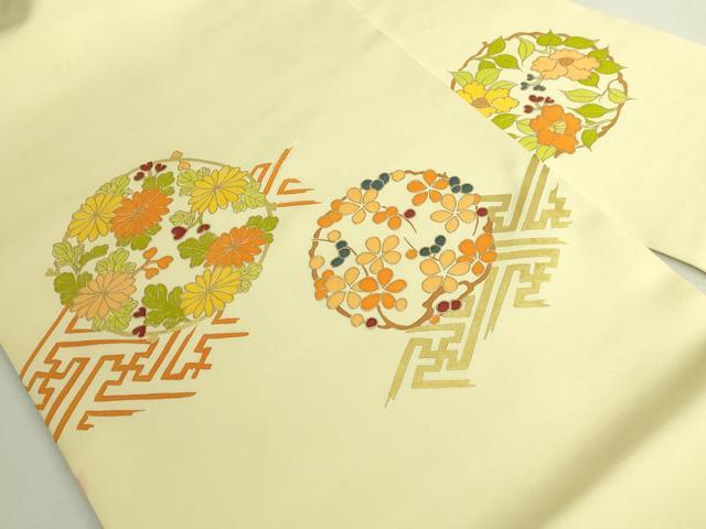 平和屋本店●極上　銀座　志ま亀　塩瀬　九寸名古屋帯　花丸文　金彩　たとう紙付き　逸品　DZAB7573kh6