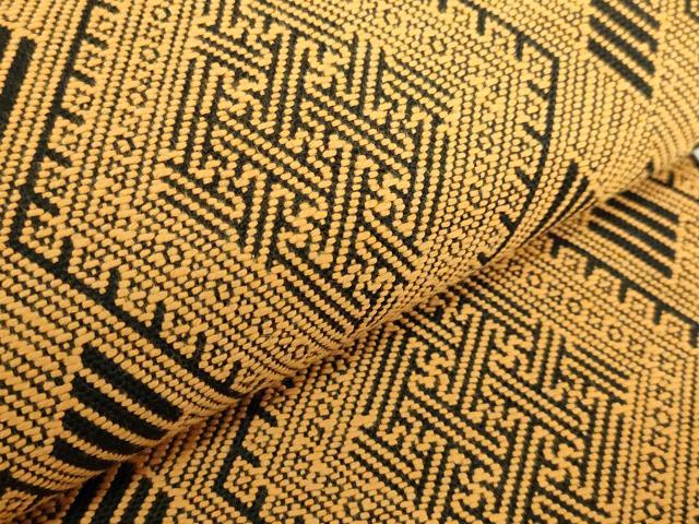 平和屋着物●八寸名古屋帯　こぎん刺し　幾何学文様　黒地　綿　逸品　DABD2113du 平和屋本店○極上 八寸名古屋帯 こぎん刺し 菱 黒地 逸品 DZAB7578kh6
