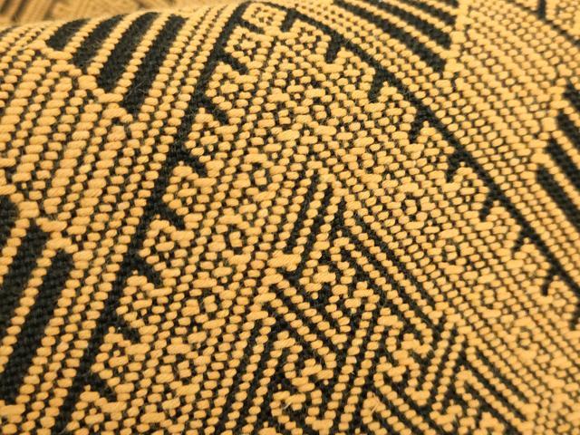 平和屋本店●極上　八寸名古屋帯　こぎん刺し　菱　黒地　逸品　DZAB7578kh6