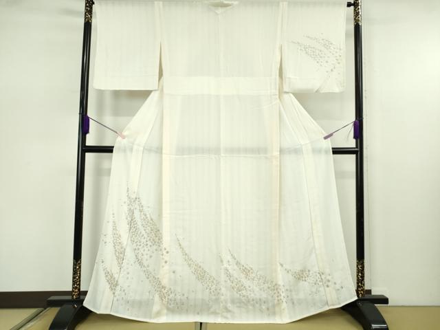 平和屋本店＊極上　夏物　訪問着　総刺繍　変わり絽　縦絽　小花文　鳥の子色地　金糸　逸品　DZAB7604kh6