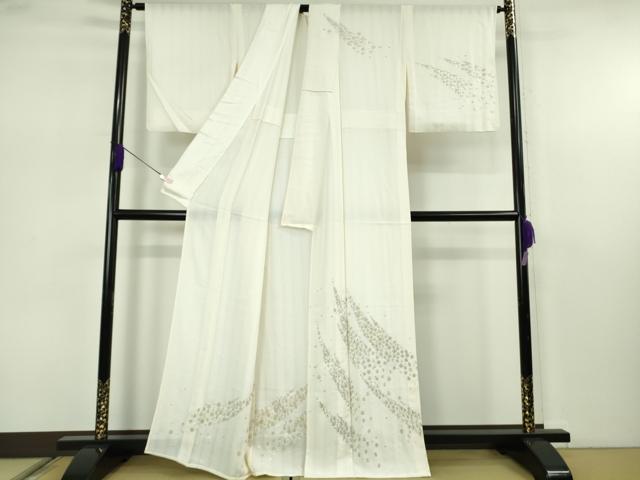 平和屋本店＊極上　夏物　訪問着　総刺繍　変わり絽　縦絽　小花文　鳥の子色地　金糸　逸品　DZAB7604kh6