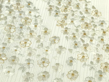 平和屋本店＊極上　夏物　訪問着　総刺繍　変わり絽　縦絽　小花文　鳥の子色地　金糸　逸品　DZAB7604kh6