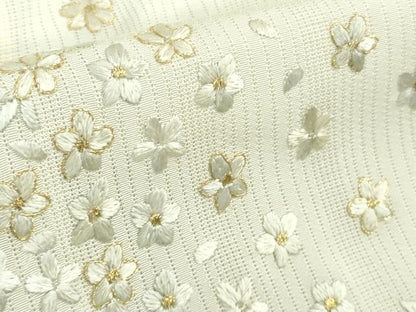 平和屋本店＊極上　夏物　訪問着　総刺繍　変わり絽　縦絽　小花文　鳥の子色地　金糸　逸品　DZAB7604kh6