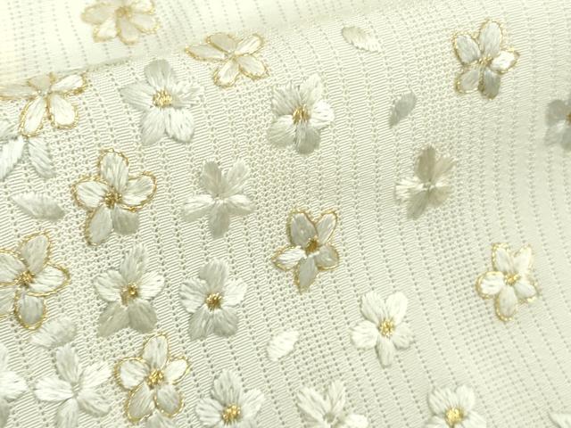 平和屋本店＊極上　夏物　訪問着　総刺繍　変わり絽　縦絽　小花文　鳥の子色地　金糸　逸品　DZAB7604kh6