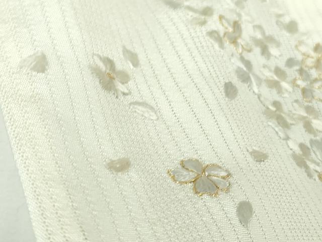 平和屋本店＊極上　夏物　訪問着　総刺繍　変わり絽　縦絽　小花文　鳥の子色地　金糸　逸品　DZAB7604kh6