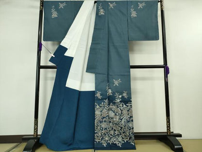 平和屋本店●極上　中国三大刺繍 蘇州刺繍 総刺繍 本場大島紬 訪問着 更紗花文 金糸 中昌紬織物謹製　証紙付き　逸品　未使用　DZAB7607kh6