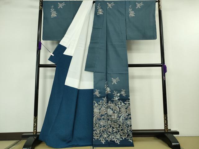 平和屋本店●極上　中国三大刺繍 蘇州刺繍 総刺繍 本場大島紬 訪問着 更紗花文 金糸 中昌紬織物謹製　証紙付き　逸品　未使用　DZAB7607kh6