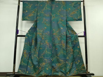 平和屋着物●極上　中国三大刺繍 スワトウ刺繍 汕頭刺繍 総刺繍 小紋 流水花文 葵 暈し染め 金糸 さが美扱い 逸品 未使用　DZAB7608kh6