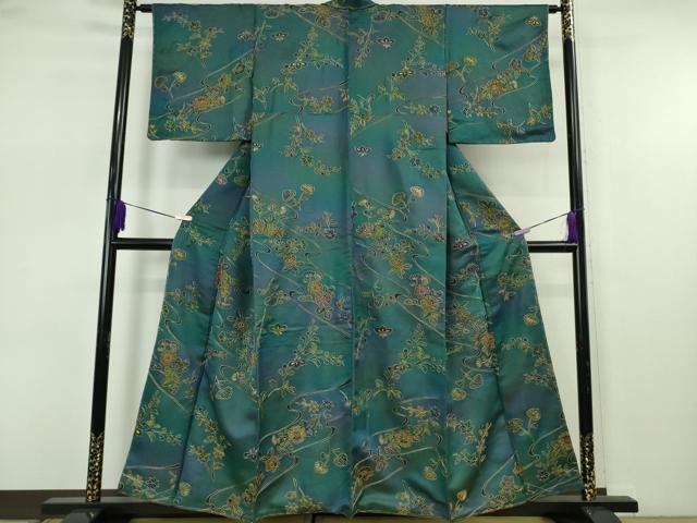 平和屋着物●極上　中国三大刺繍 スワトウ刺繍 汕頭刺繍 総刺繍 小紋 流水花文 葵 暈し染め 金糸 さが美扱い 逸品 未使用　DZAB7608kh6