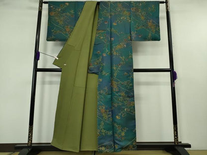 平和屋着物●極上　中国三大刺繍 スワトウ刺繍 汕頭刺繍 総刺繍 小紋 流水花文 葵 暈し染め 金糸 さが美扱い 逸品 未使用　DZAB7608kh6