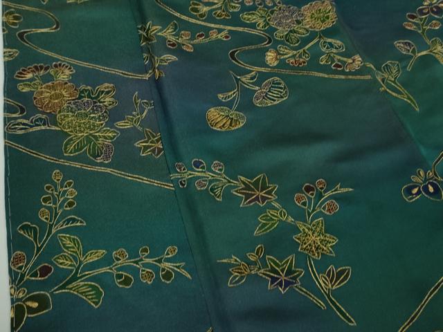 平和屋着物●極上　中国三大刺繍 スワトウ刺繍 汕頭刺繍 総刺繍 小紋 流水花文 葵 暈し染め 金糸 さが美扱い 逸品 未使用　DZAB7608kh6