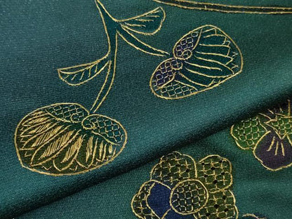 平和屋着物●極上　中国三大刺繍 スワトウ刺繍 汕頭刺繍 総刺繍 小紋 流水花文 葵 暈し染め 金糸 さが美扱い 逸品 未使用　DZAB7608kh6