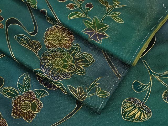 平和屋着物●極上　中国三大刺繍 スワトウ刺繍 汕頭刺繍 総刺繍 小紋 流水花文 葵 暈し染め 金糸 さが美扱い 逸品 未使用　DZAB7608kh6