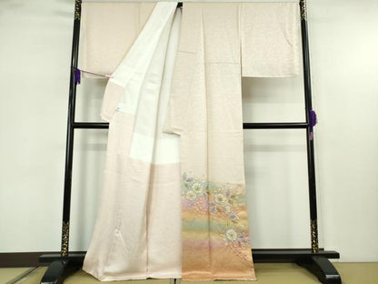 平和屋本店●極上　二代目　久保田一竹　幻の辻が花　色留訪問着　肌色地　暈し染め　金通し地　反端付き　逸品　未使用　DZAB7610kh6