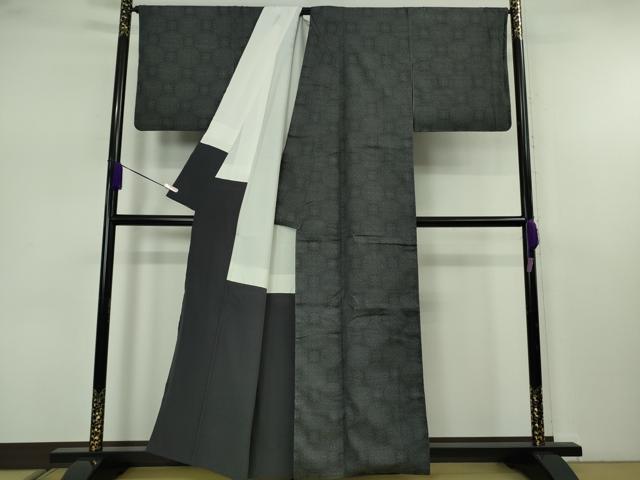 平和屋本店●極上　本場結城紬　重要無形文化財　100亀甲　菱丸文　褐色地　証紙付き　逸品　DZAB7615kh6