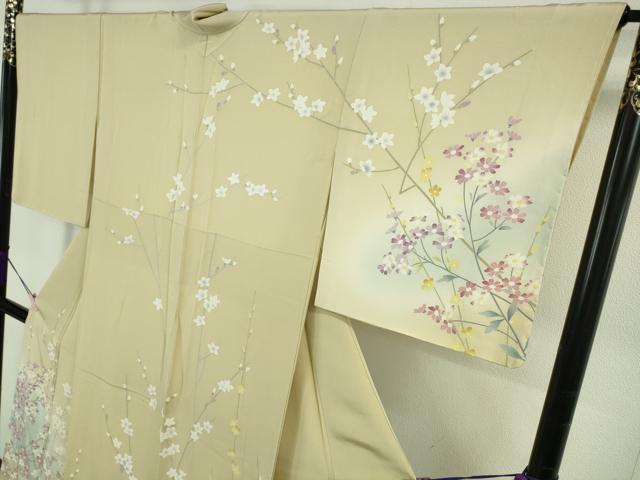 平和屋本店●極上　京加賀友禅　松本健一　訪問着　枝花文　砥粉色地　暈し染め　逸品　未使用　DZAB7619kh6
