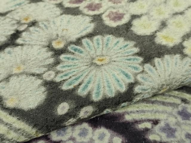 平和屋着物●極上　中国三大刺繍　相良刺繍　訪問着　舞花文　暈し染め　黒地　銀通し地　逸品　DZAB7621kh6