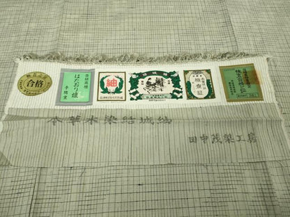 平和屋着物▽極上　結城紬　単衣　はたおり娘　手緒里　本草木染　田中茂梨工房謹製　証紙付き　逸品　未使用　DZAB7627kh6