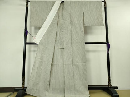 平和屋着物＊極上　夏物　小千谷　綿麻縮　麻布　縞　吉新織物謹製　綿麻　証紙付き　逸品　DZAB7628kh6