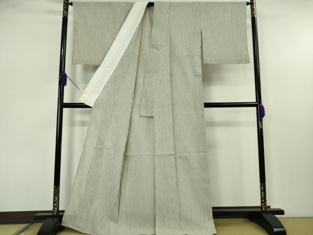 平和屋着物＊極上　夏物　小千谷　綿麻縮　麻布　縞　吉新織物謹製　綿麻　証紙付き　逸品　DZAB7628kh6