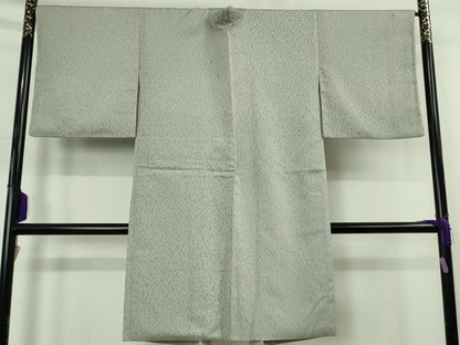 平和屋本店∞極上 二代目・由水十久 本加賀友禅 長羽織・和装(利休)バッグセット お召地 衣通の美 音符 白鼠色地 反端付き 逸品DZAB7631kh6