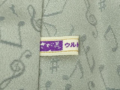 平和屋本店∞極上 二代目・由水十久 本加賀友禅 長羽織・和装(利休)バッグセット お召地 衣通の美 音符 白鼠色地 反端付き 逸品DZAB7631kh6