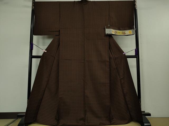 平和屋本店▽極上 本場黄八丈 黒八丈 まるまなこ 紬 単衣 伝統工芸士 西條吉広 福田るな 手織 さが美扱い 証紙・冊子付き 逸品 DZAB7635kh6