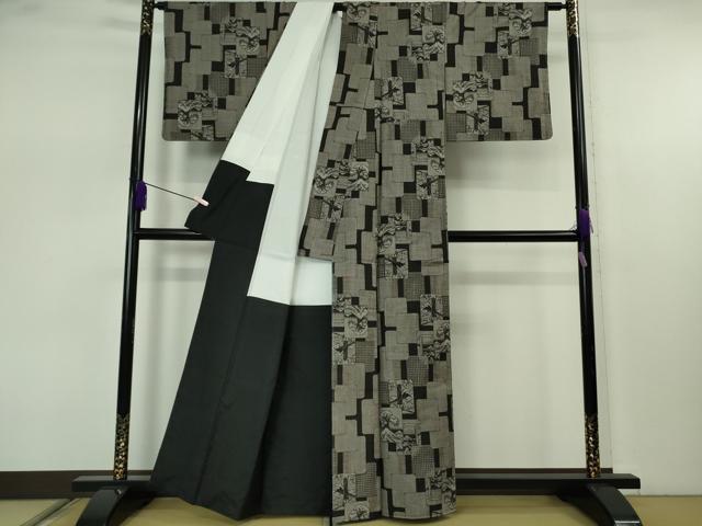 平和屋本店○極上 本場大島紬 古代染色純泥染 割り込み絣 富嶽三