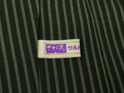 平和屋本店∞極上 夏物 結城紬 夏結城 長羽織 塵除け きねの羽衣 結城屋謹製 黒緑色×千歳茶色 さが美扱い 証紙付き　逸品　DZAB7638kh6