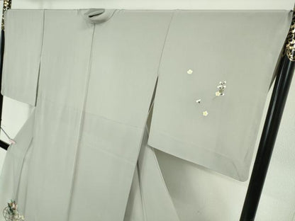 平和屋本店▽極上　本加賀友禅作家　金丸修一　訪問着　単衣　花篭　白鼠色地　暈し染め　逸品　DZAB7641kh6