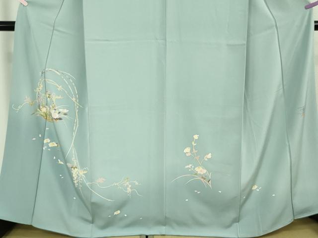 平和屋着物●極上　京加賀友禅　百貫石峰　訪問着　花篭　暈し染め　水色地　逸品　DZAB7646kh6
