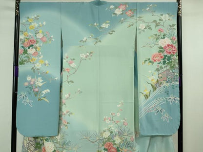 平和屋本店●極上　振袖　友禅　作家物　玉峰　吉祥花文　暈し染め　逸品　未使用　DZAB7650kh6