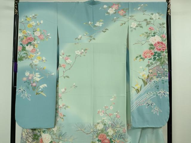 平和屋本店●極上　振袖　友禅　作家物　玉峰　吉祥花文　暈し染め　逸品　未使用　DZAB7650kh6